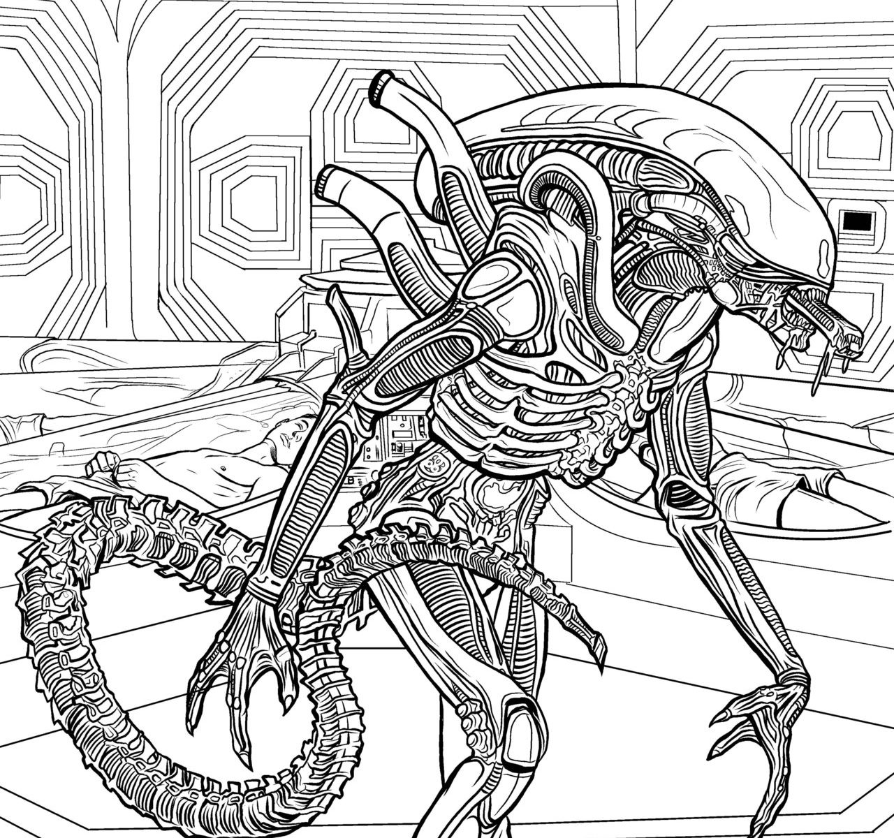 1280x1200 Alien Coloringage Spaceages Advanced Cartoon Spaceshipredator