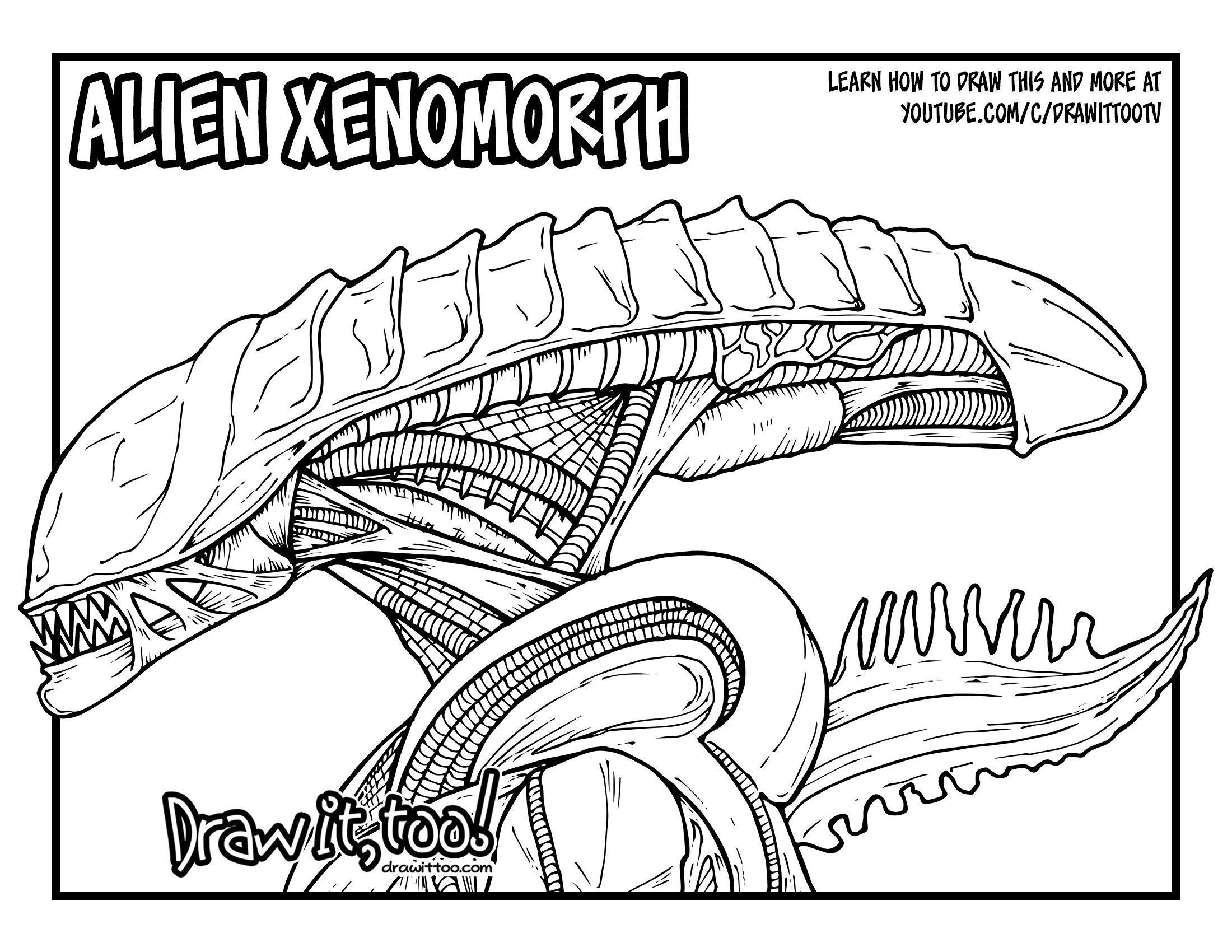 2200x1700 Alien Xenomorph (Alien Movie Franchise) Drawing Tutorial Draw It