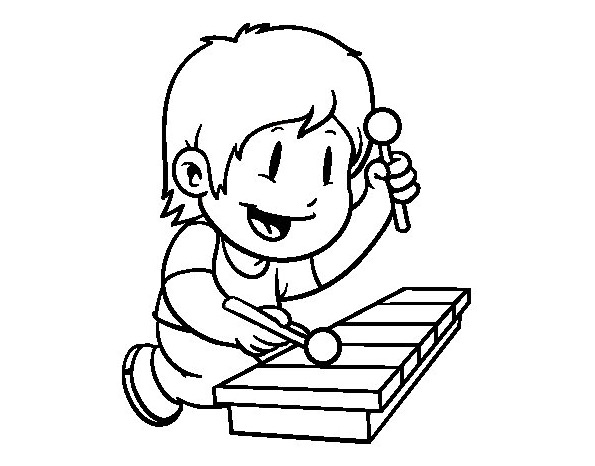 595x466 Child Xylophone Coloring Page Amp Coloring Book