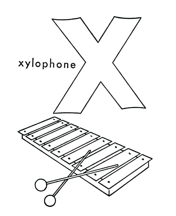 600x734 Xylophone Coloring Page Printable Xylophone Coloring Book Letter X