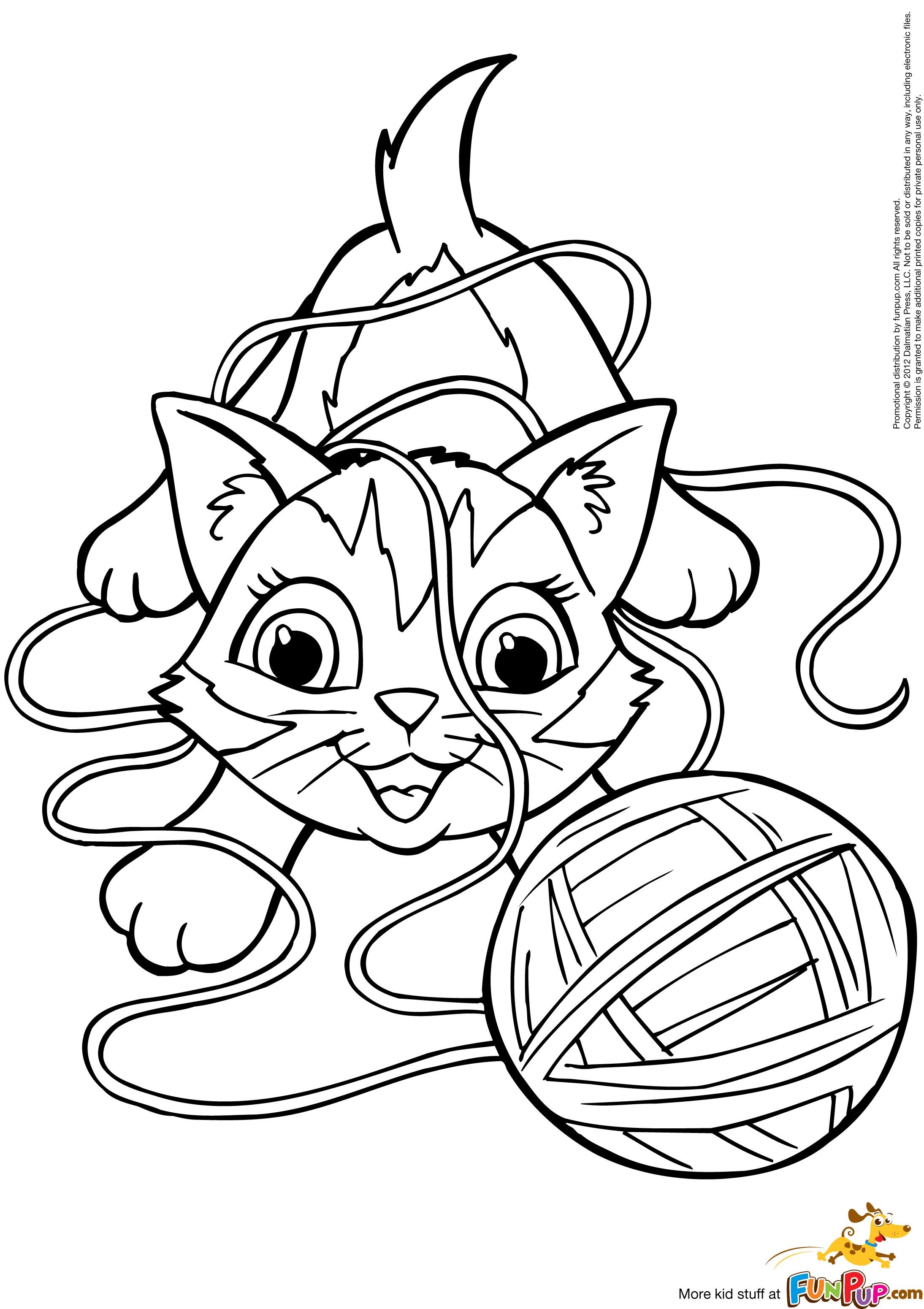 2189x3101 Amazing Kitten With Yarn Coloring Ball Of Page Pics For Cat Styles
