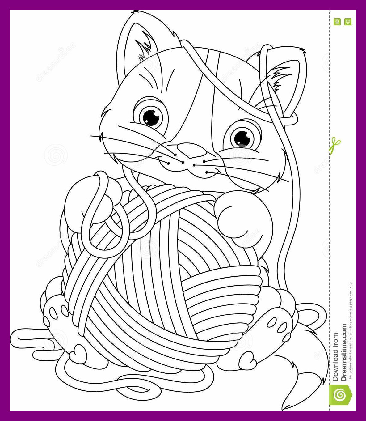 1185x1362 Shocking Kitten With Yarn Ball Coloring Page Stock Vector