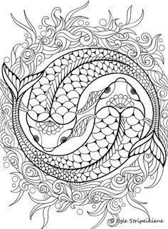 236x321 Koi, Ying Yang Coloring Page Adult Coloring Prints