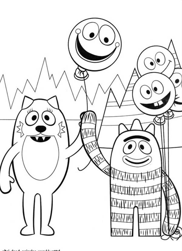 600x830 Brobee Give Balloon To Toodee In Yo Gabba Gabba Coloring Page