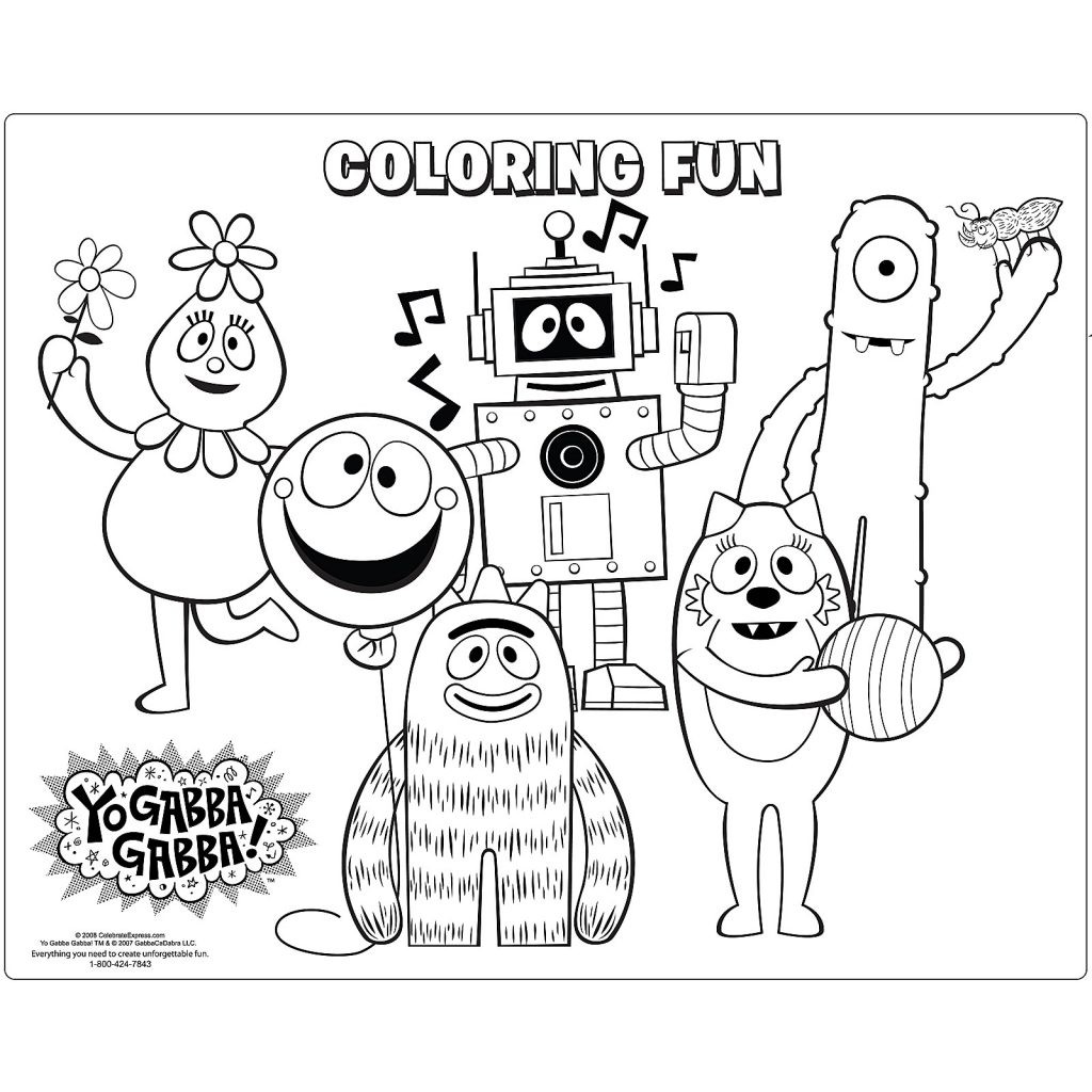 1024x1024 Let S Color Yo Gabba Coloring Book Youtube Throughout Pages