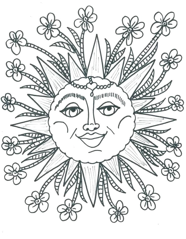 736x947 Vector Of A Coloring Page Happy Doodled Sun With Smile Vector