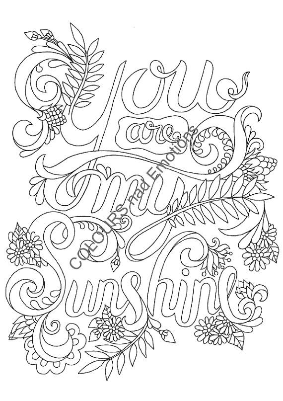 570x807 You Are My Sunshine, Coloring Page, Adult Coloring Page