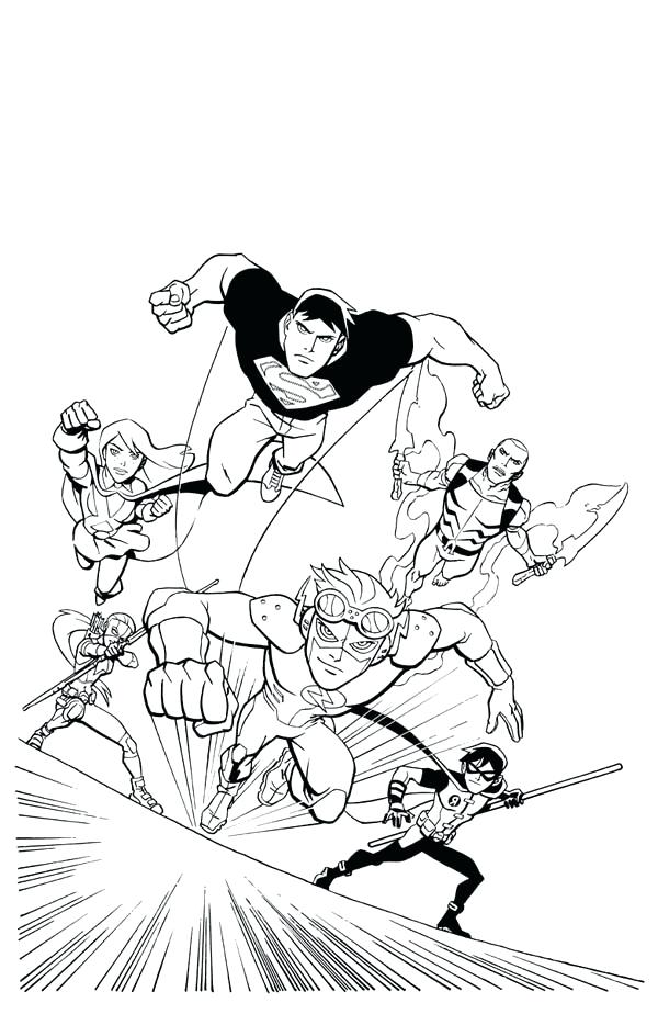600x924 Young Justice Coloring Pages Young Justice League In Action
