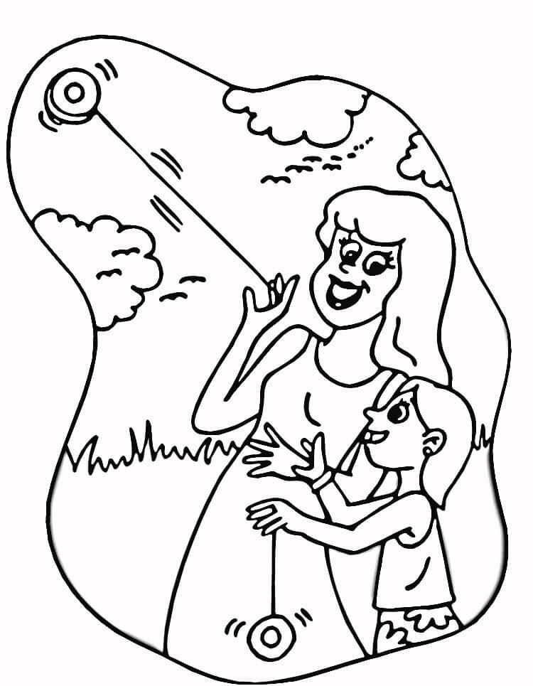750x965 Playing Yoyo Game Coloring Page