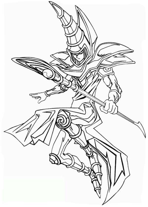 600x840 The Dark Magician From Yu Gi Oh Coloring Page