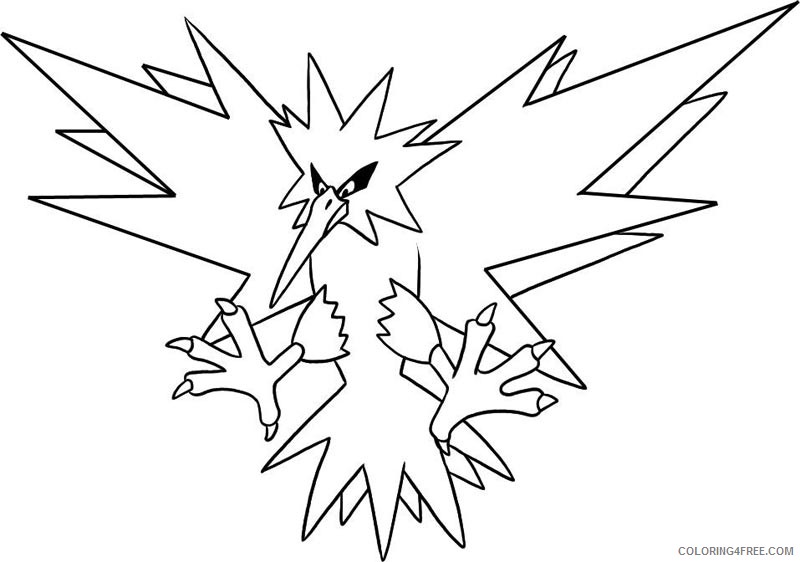 800x562 Legendary Pokemon Coloring Pages Zapdos Coloring4free