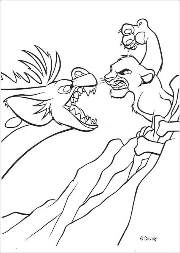 607x850 Simba Fights Banzai The Hyena Coloring Page Coloring Pages