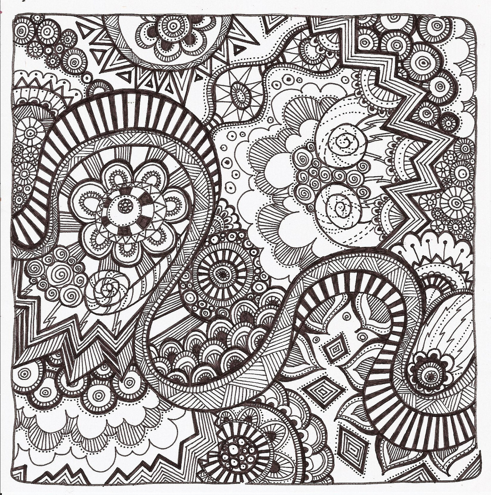 1588x1600 Free Circles Zen Tangle Doodles Adult Coloring Page Printable Best