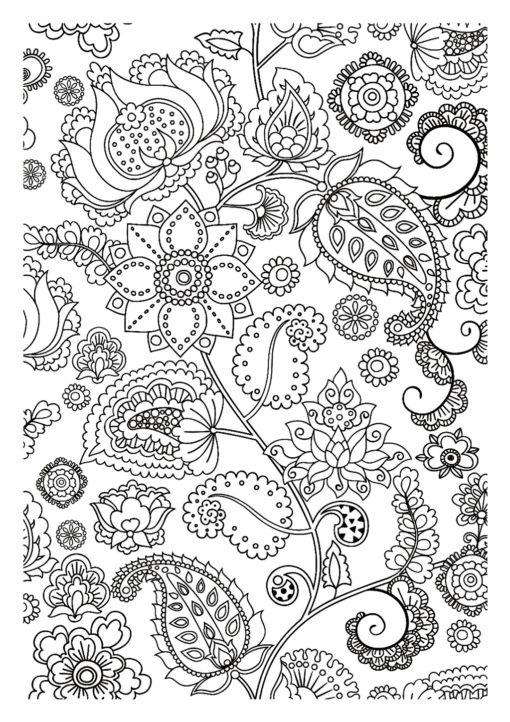 1023x1448 Zen Coloring Pages Cats Flower Adult