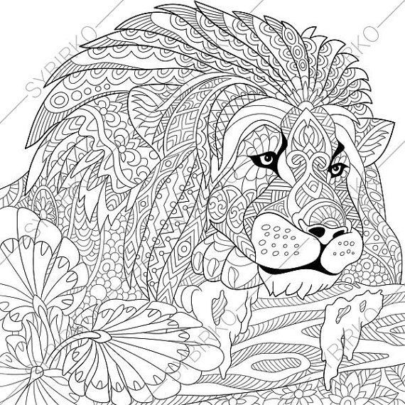 570x570 Lion Adult Coloring Page. Zentangle Doodle By Coloringpageexpress