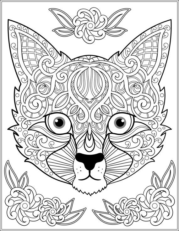 Zentangle Cat Coloring Pages
