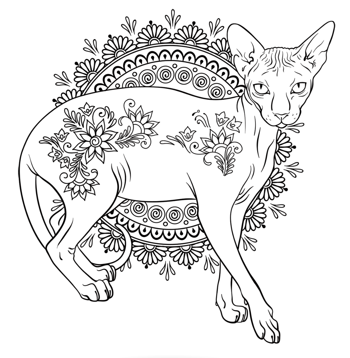 1125x1151 Cat Zentangle Coloring Page Animal Zentangle Coloring Pages