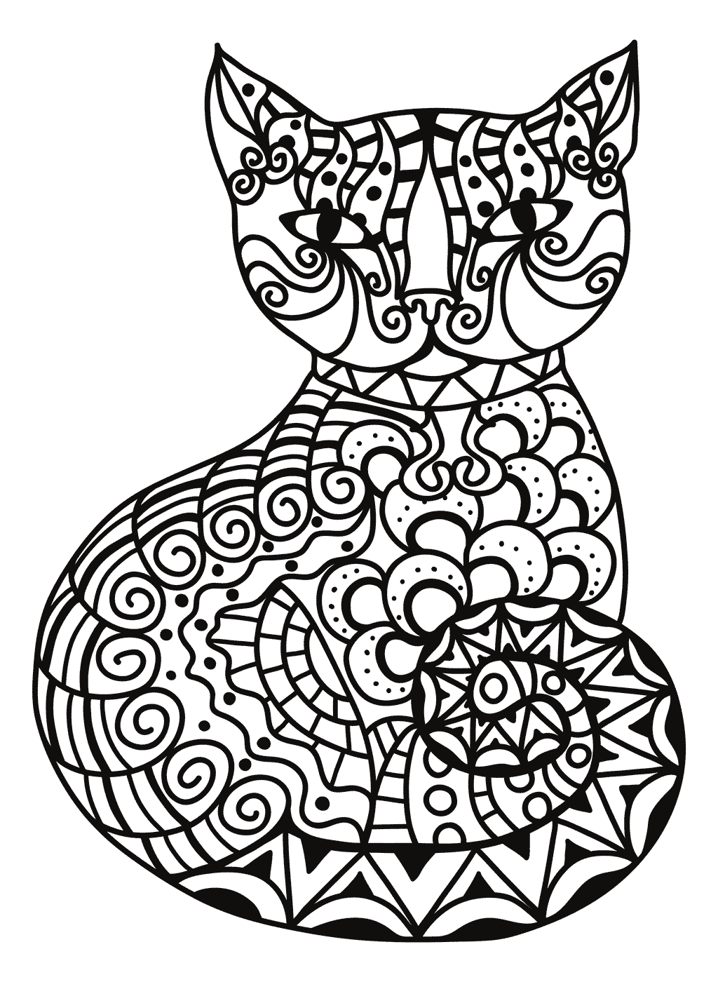 1024x1400 Zentangle Cats Coloring Pages