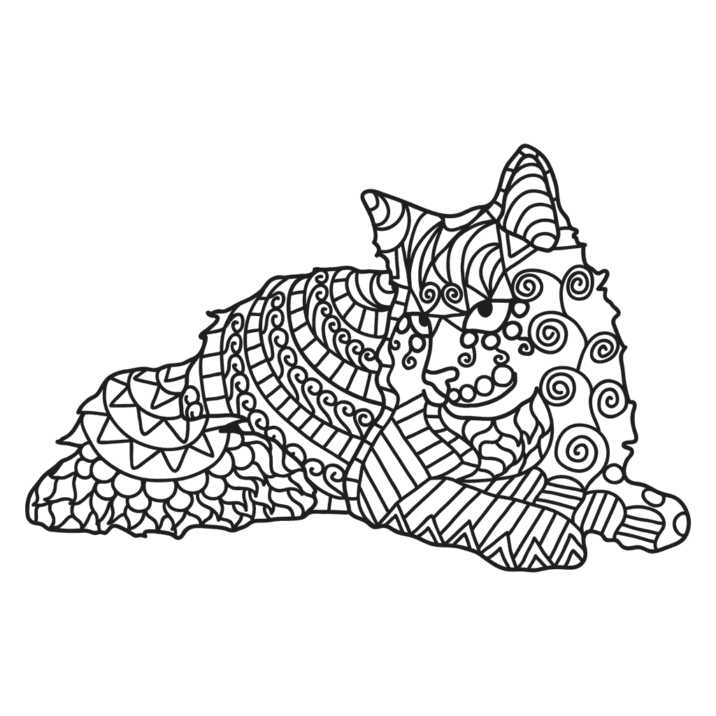 1024x1024 Zentangle Cats Coloring Pages