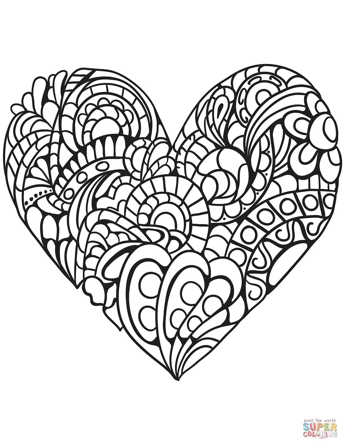 1159x1500 Heart Zentangle Coloring Pages Printable Coloring For Kids 2018