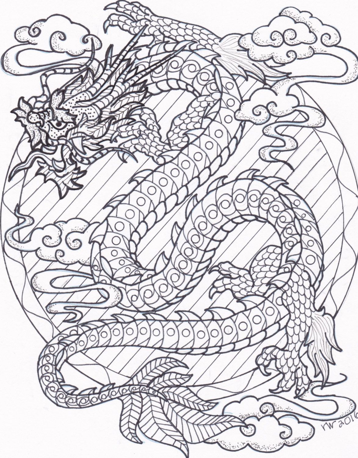 1173x1500 Coloring Page, Zentangle, Chinese Dragon Digital Coloring Pdf