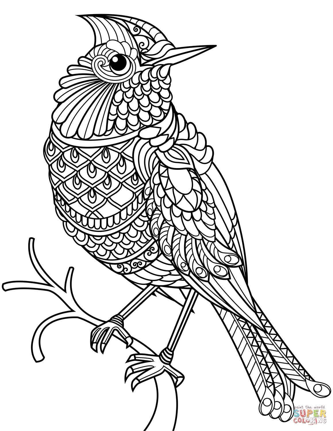1159x1500 Click The Northern Cardinal Zentangle Coloring Pages To View