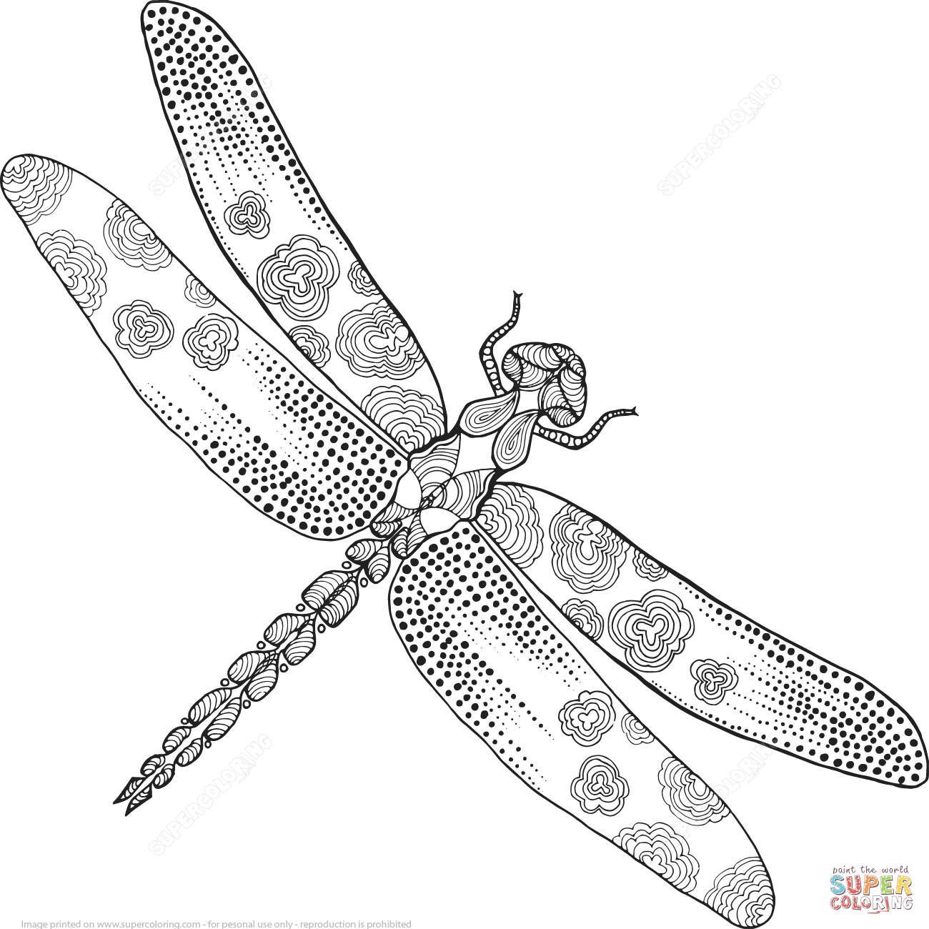 1300x1300 Zentangle Dragonfly Coloring Page Free Printable Coloring Pages