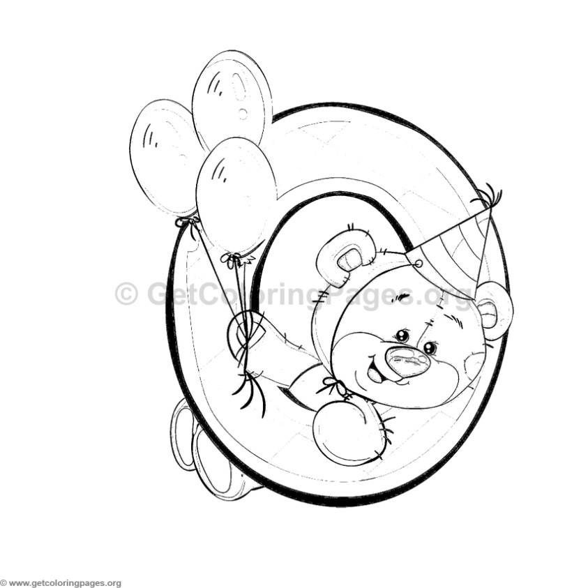 843x843 Teddy Bear Number Zero Coloring Pages
