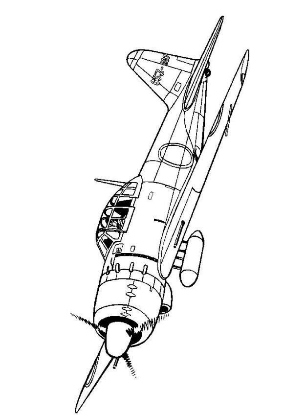 581x848 Kids N Coloring Page Wwii Aircrafts Mitsubishi A6m5c