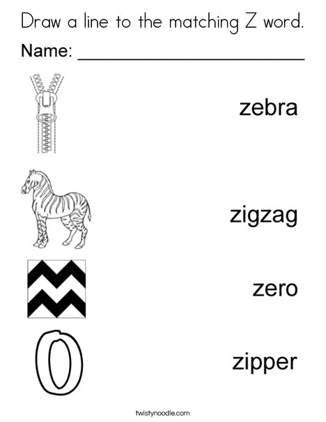468x605 Draw A Line To The Matching Z Word Coloring Page
