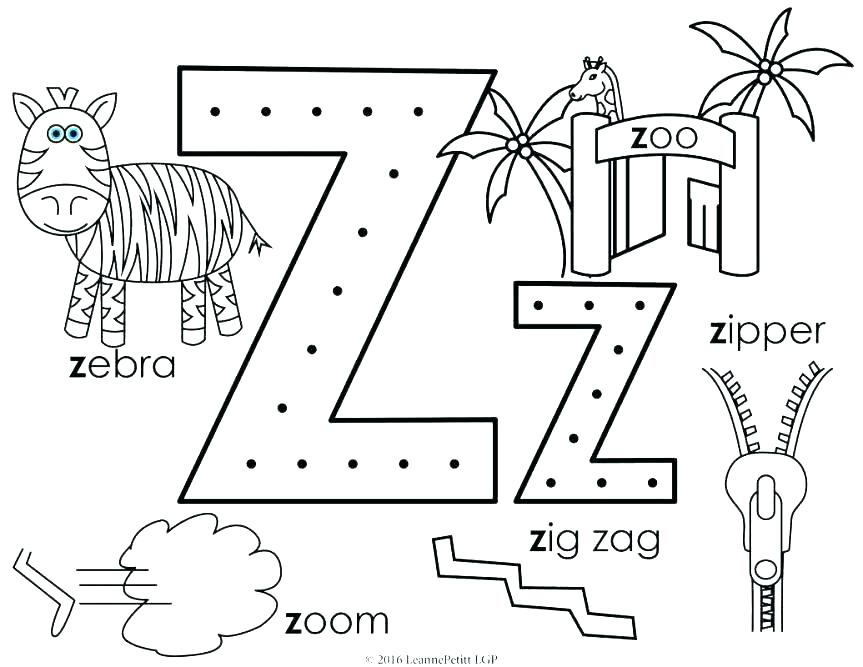 863x667 H Coloring Pages Zipper Coloring Page Letter Z Free Printable