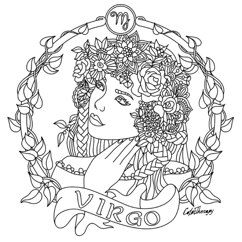 850x850 Inspirational Zodiac Coloring Pages Virgo Zodiac Beauty Colouring