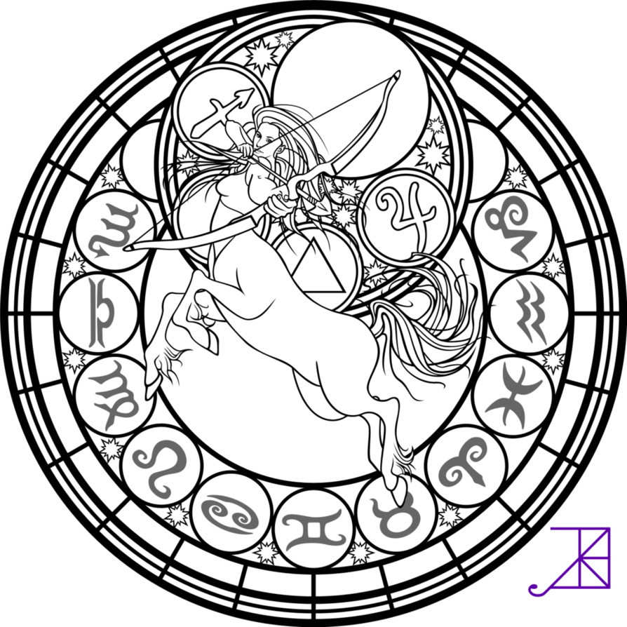 894x894 Zodiac Sagittarius Stained Glass Coloring Page By Akili Amethyst