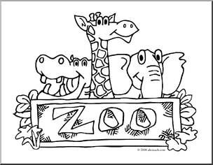 304x236 Clip Art Zoo Graphic Coloring Page Preview 1 Heather Zoo Animals