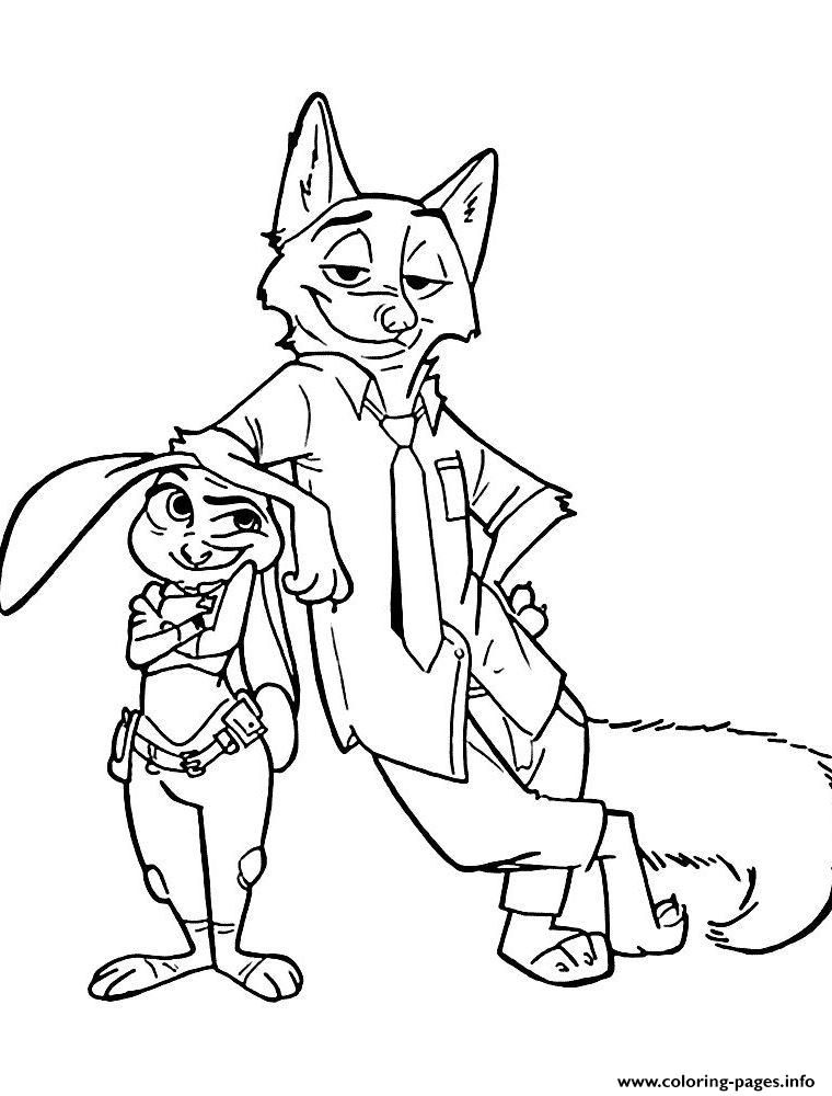 760x1000 Print Zootopia Nick Wilde Judy Hopps Coloring Pages Zootropolis
