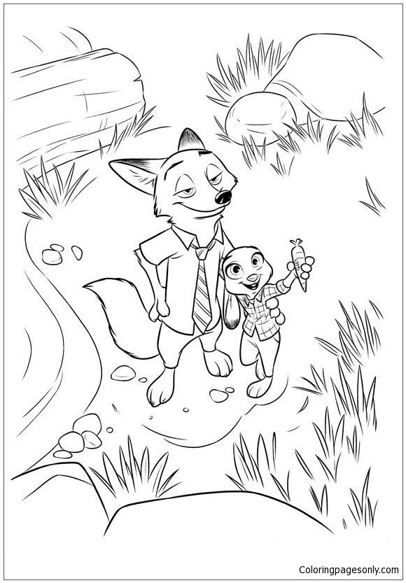 580x833 Nick And Judy Zootopia Coloring Page Disney~coloring Pages