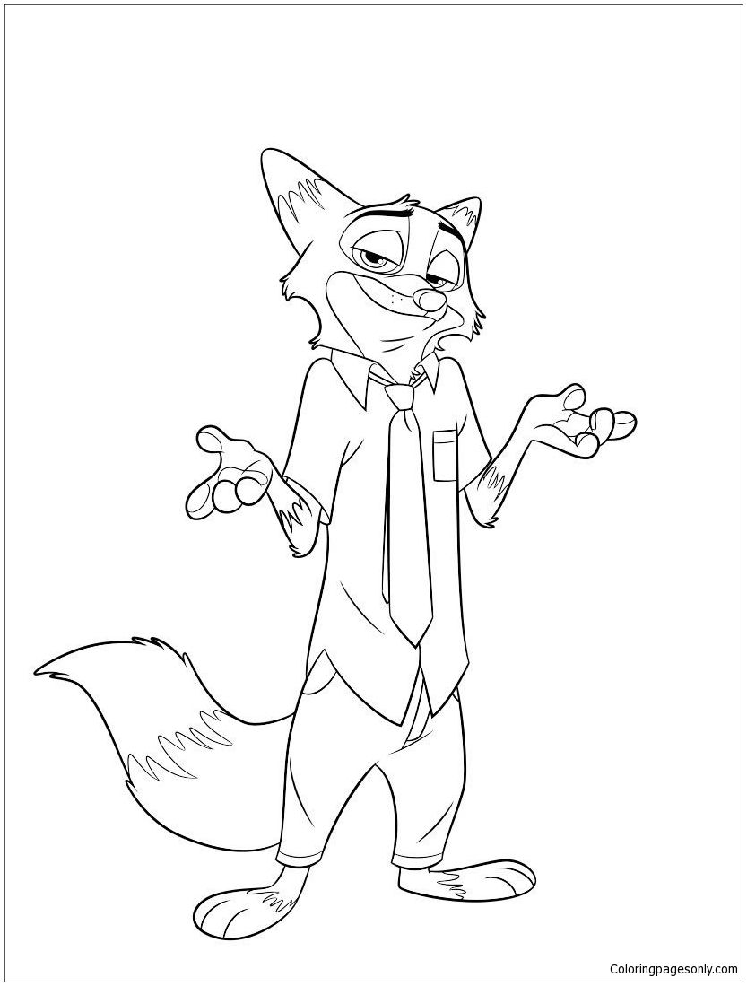 833x1099 Nick Wilde From Zootopia Coloring Page Zootopia Coloring Pages