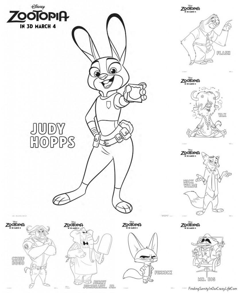 830x1024 Coloring Pictures Of Zootopia New Free Zootopia Coloring