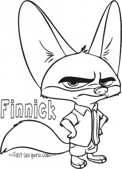 245x338 Printable Finnick Zootopia Coloring Pages