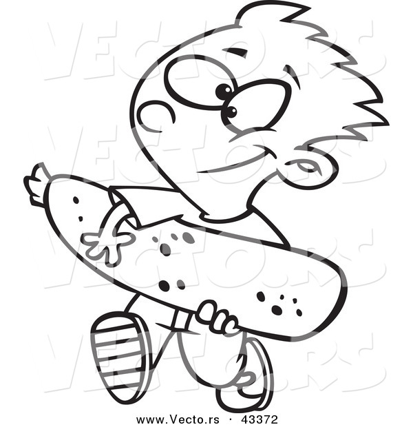 600x620 Vector Of A Happy Cartoon Boy Carrying A Giant Zucchini