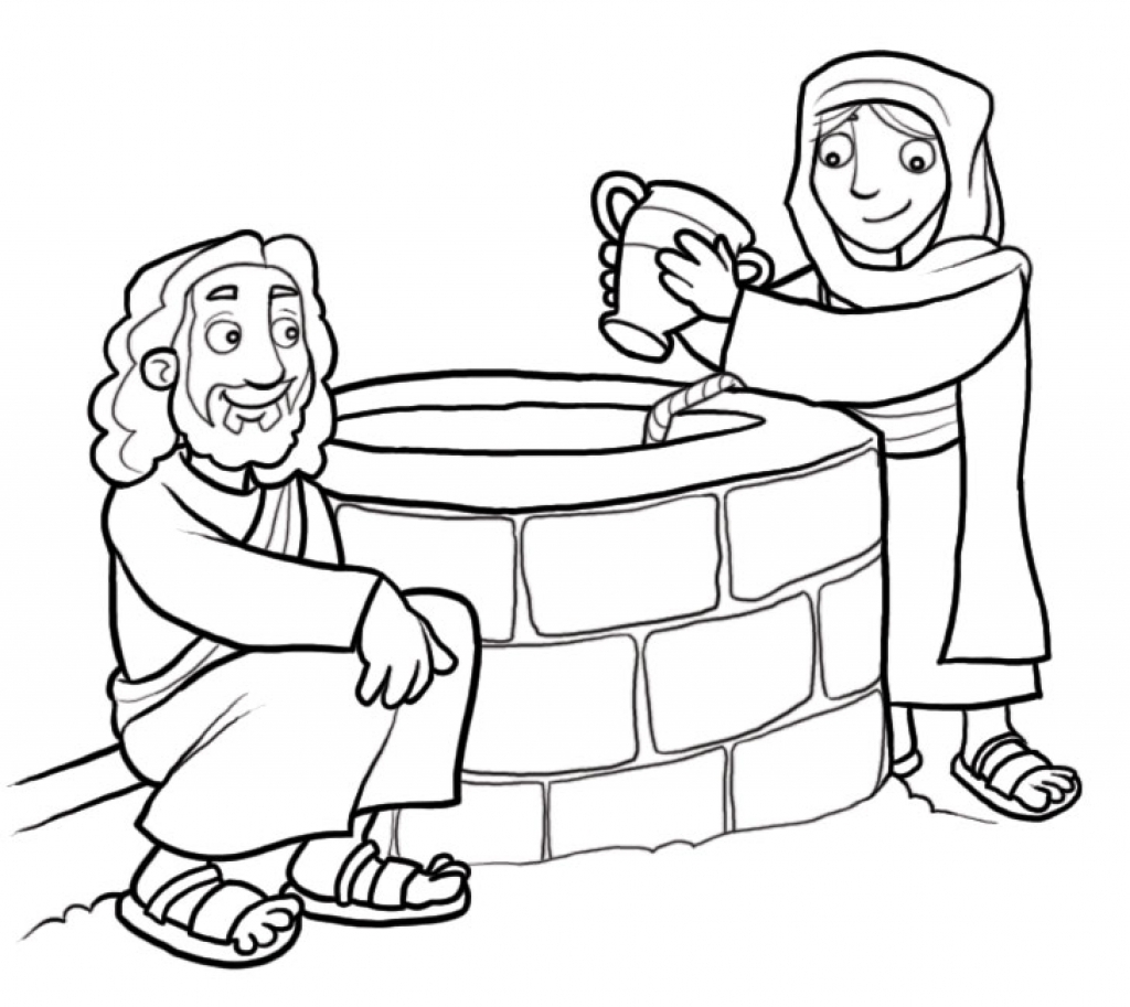1024x913 Samaritan At The Well Coloring Page Images Lesson On Download