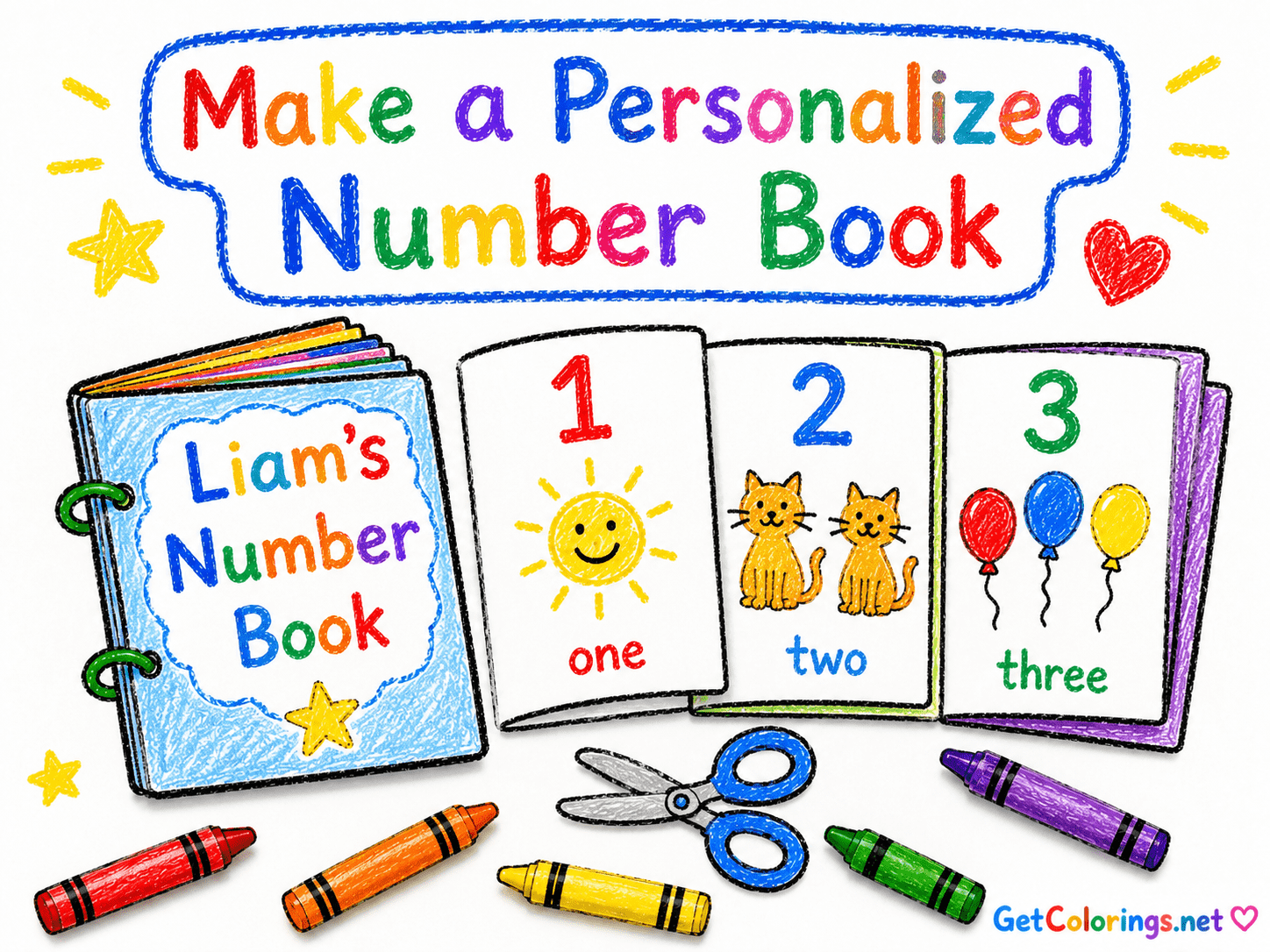 Number-order coloring path from one to ten leading to a treasure chest